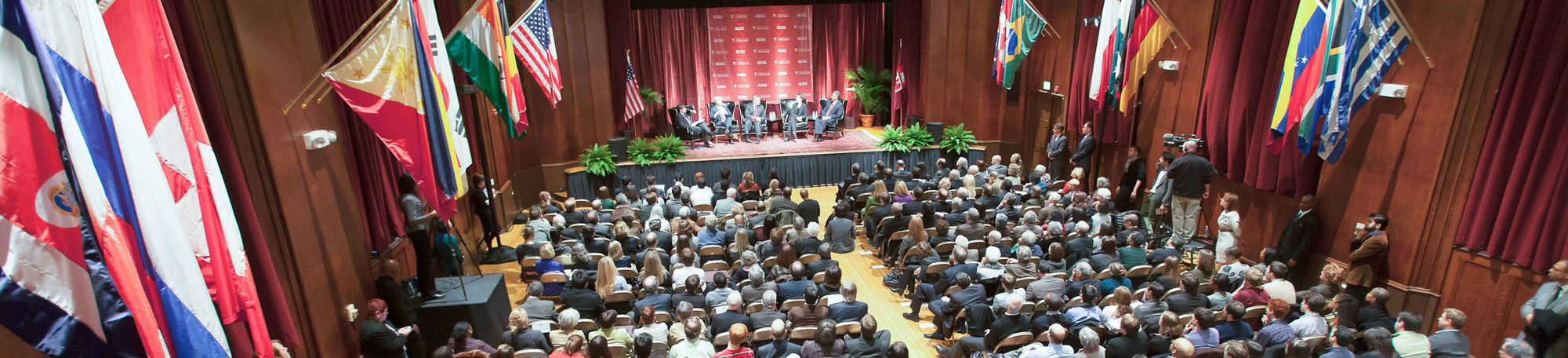 The University's International House Assembly Hall is filled to capacity on Thursday, Jan. 19 for the panel discussion, "2012: The Path to the Presidency."