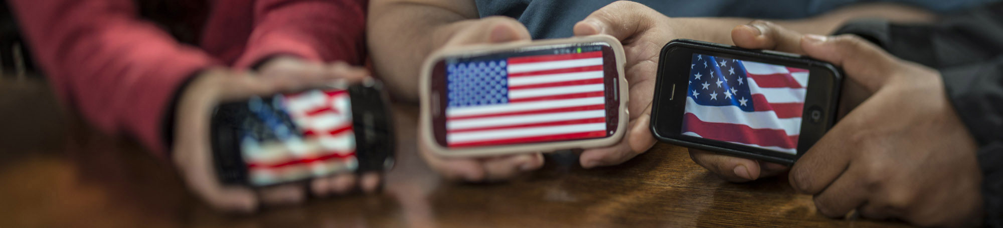smart phones with american flags