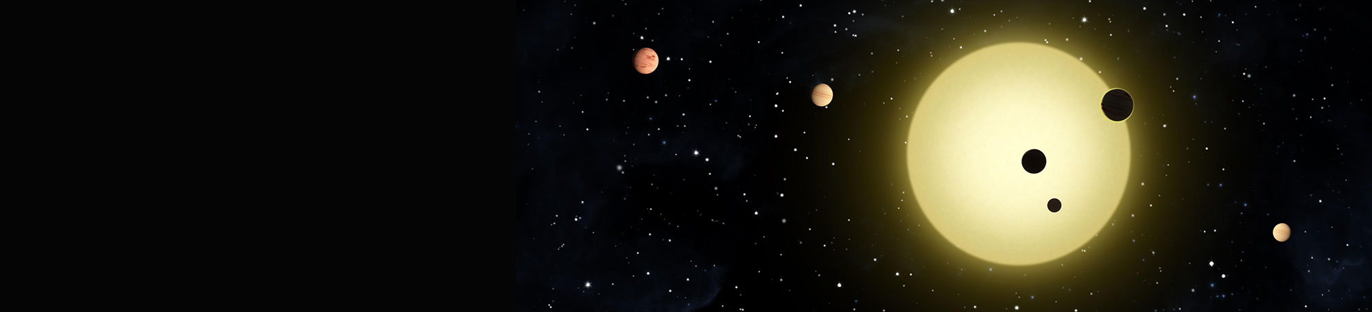 This artistic rendering depicts Kepler-11, which has six stars in tight orbit around it.