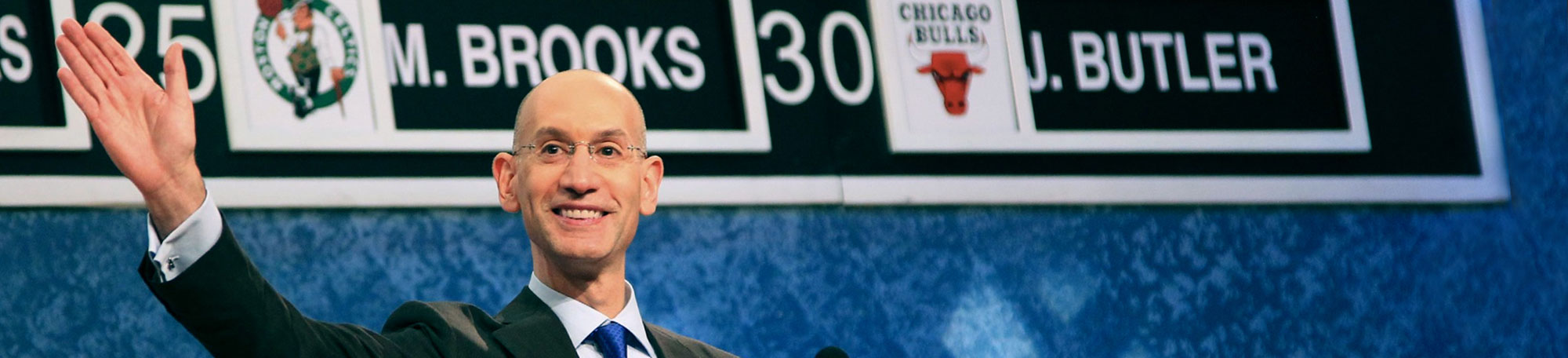 NBA Deputy Commissioner Adam Silver addresses the crowd at the conclusion of the 2011 NBA Draft in Newark, New Jersey