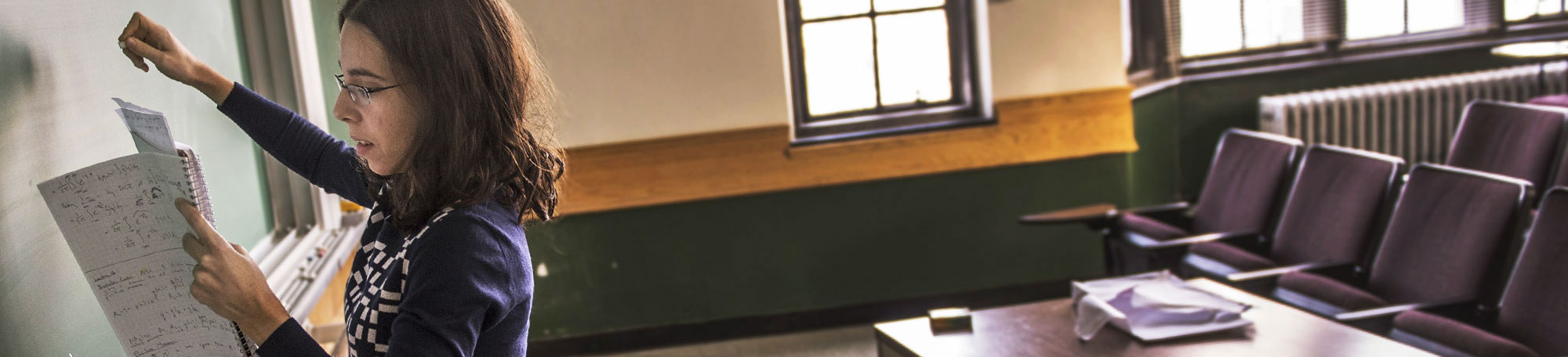 Sarah Peluse, a UChicago mathematics student at work in Eckhart Hall.