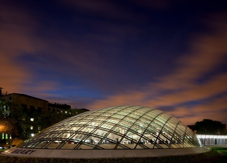 the library's unique outside dome