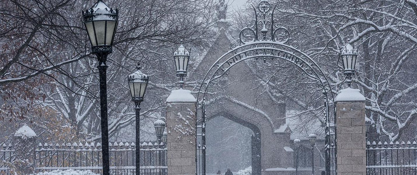 snowy Hyde Park campus photo