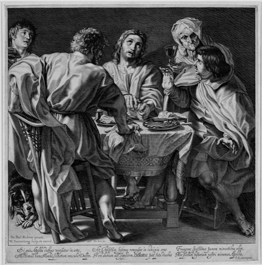 Willem Swanenburgh, Supper at Emmaus (after Peter Paul Rubens), 1611, Engraving on cream laid paper. Smart Museum of Art, The University of Chicago, Purchase, Paul and Miriam Fund for Acquisitions, 2003.84.