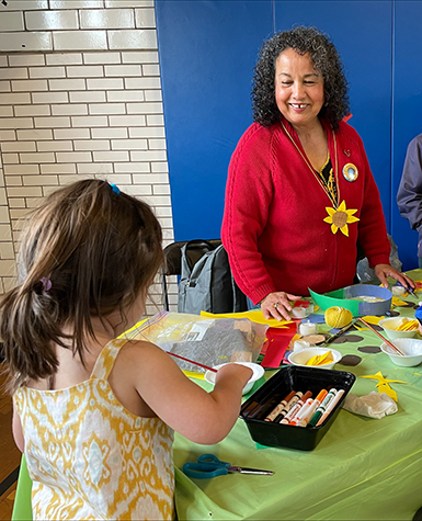 Maria Villarreal leads a artmaking workshop