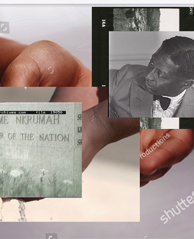 Film still with images collaged on top of each other